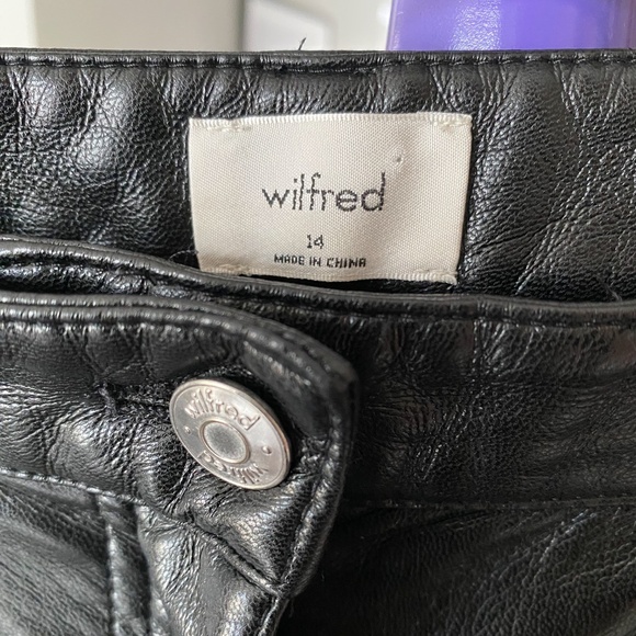 Aritzia Wilfred The Melina Pant Black Vegan Leather Straight High Rise Sz 14 - Picture 3 of 15